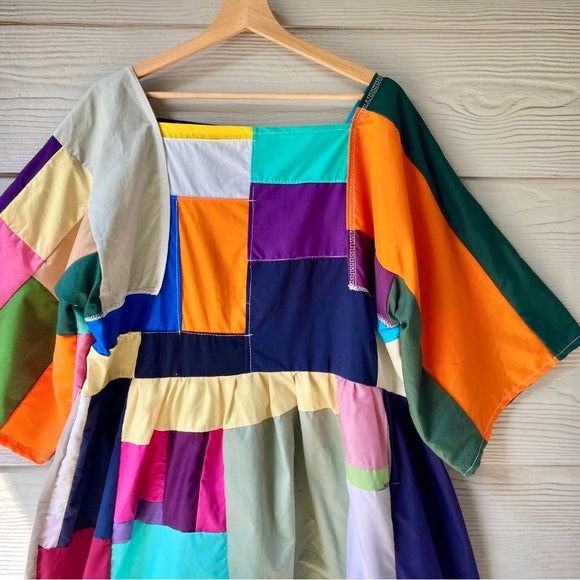 Handmade Quilted Patchwork Colorblock Dress SKU 06127 - Picture 8 of 10